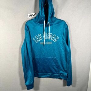 Peace Apparel Las Vegas Nevada Hoodie Womens Medium Blue Spellout Fleece Lined